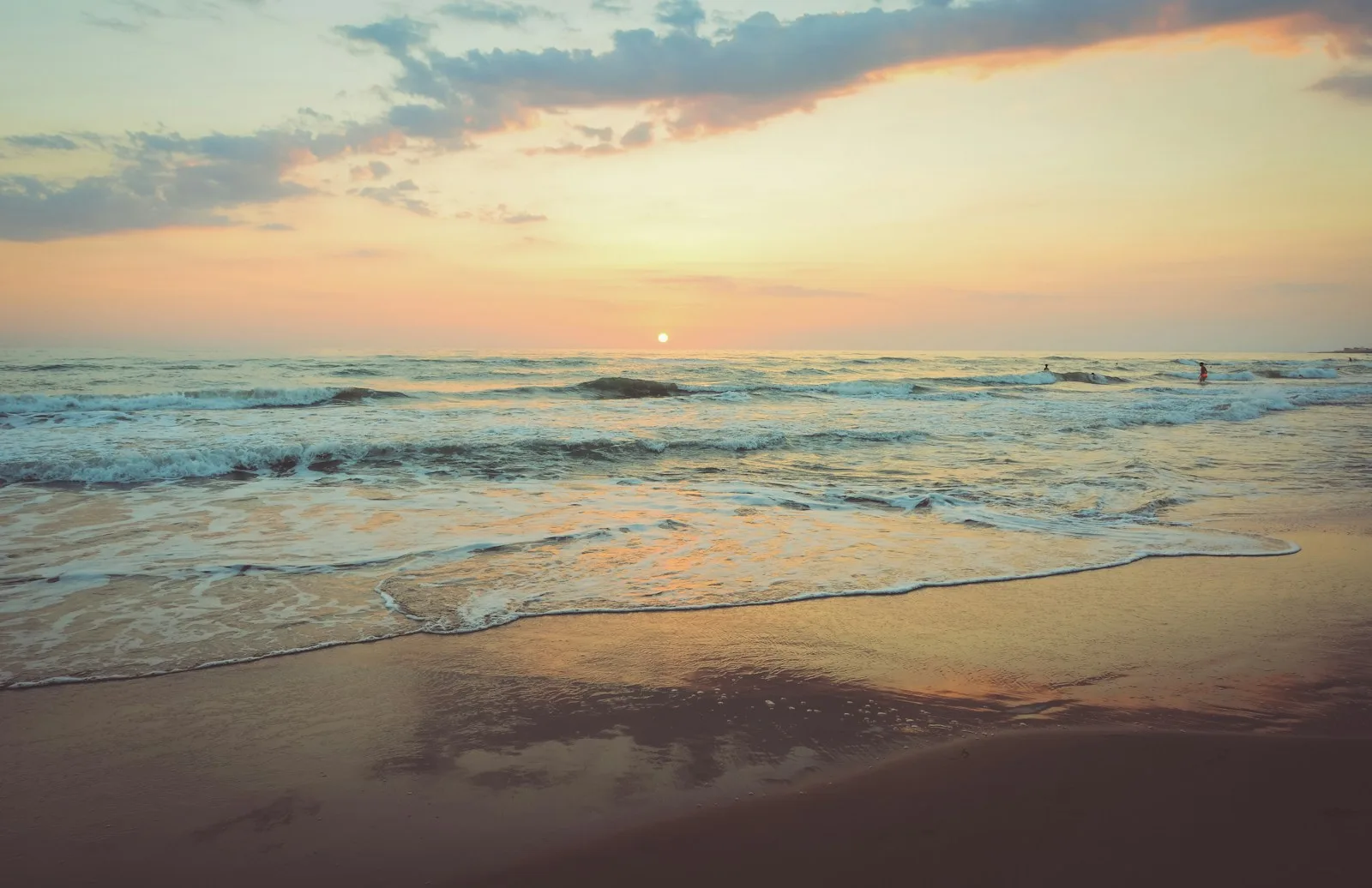 Sunset over the sea on the Bengal coast