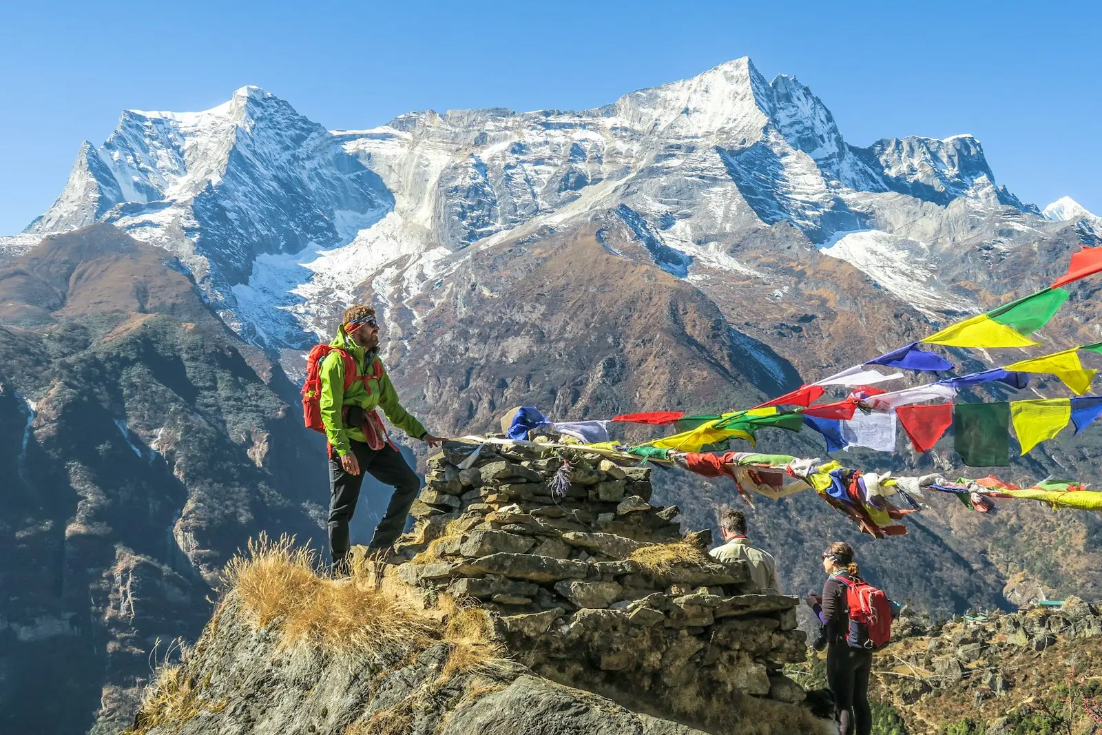 Himalayan peaks with prayer flags in Sikkim